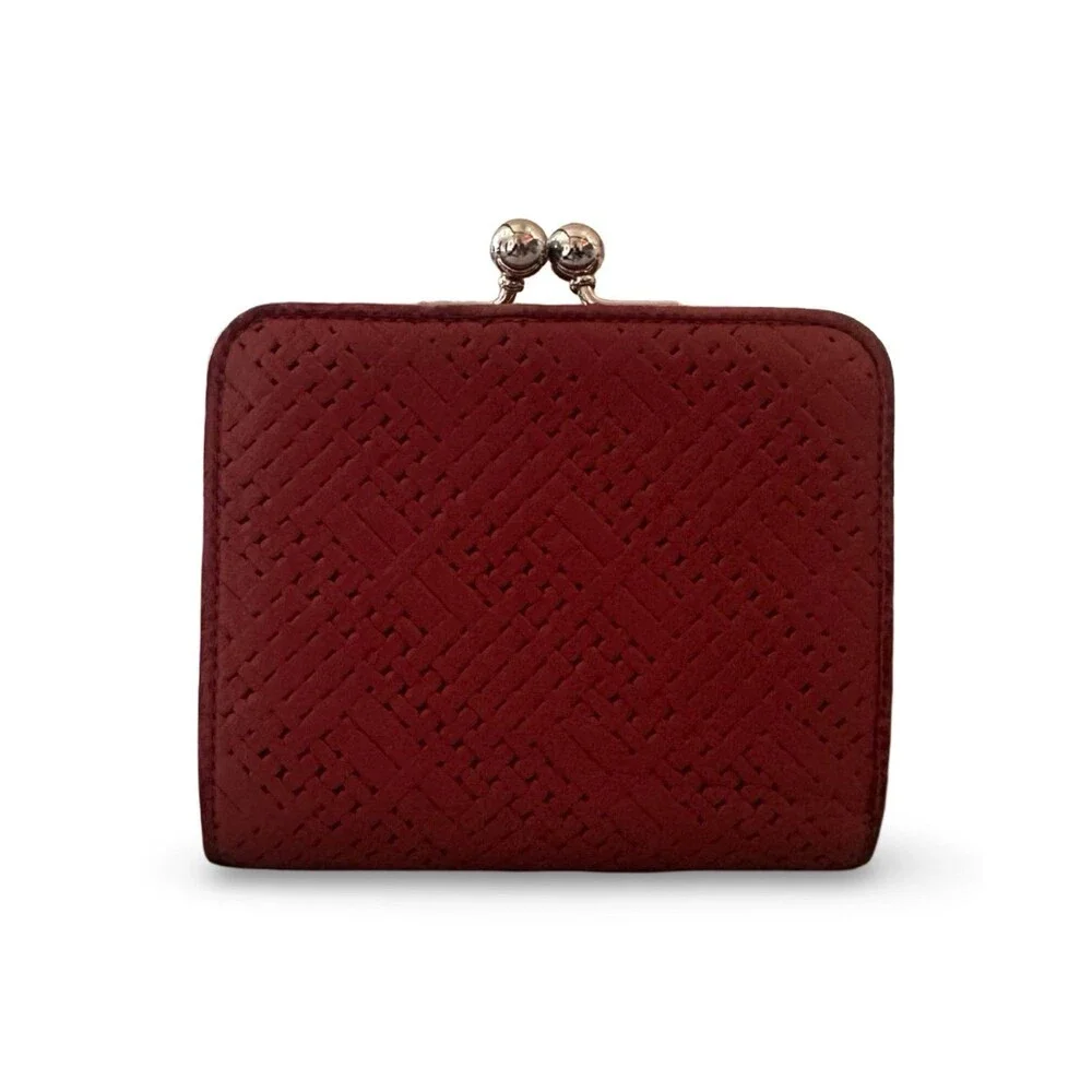 Mila Schön Italy Mauve Pink Textured Leather Bifold Clasp Wallet Soft
